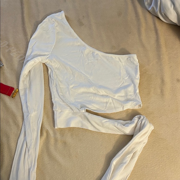 Garage White One-Shoulder Top - Picture 1 of 1